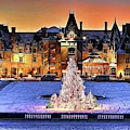 Biltmore Christmas Night all Covered In Snow Painting